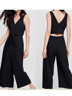 Wilfred Aritzia Ecoulement cropped wide leg black cut out jumpsuit
